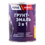 Грунт-эмаль Pufas Decoself 3 в 1 глянцевая красная (0,9 кг)