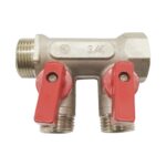Коллектор резьбовой с шаровыми кранами 3/4" x 2 отвода x 1/2" НР
