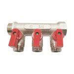 Коллектор резьбовой с шаровыми кранами 3/4" x 3 отвода x 1/2" НР