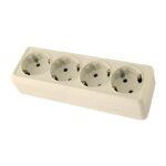 Розетка о/у Ладога SQ1801-0230, 4 гнезда, с/з, 16А, 230В, IP20