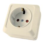 Розетка о/у Ладога SQ1801-0064, 1 гнездо, с/з и шторками, 16А