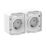 Розетка Atlasdesign Profi ATN540126, 2 гнезда, гориз., с/з, з/ш и крыш, 16А, IP54